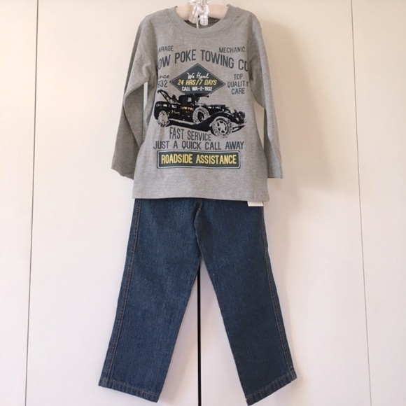 Zboyz Wear toddler boy long sleeve t-shirt & pull on jean 2-pcs sets - Picture 3 of 14